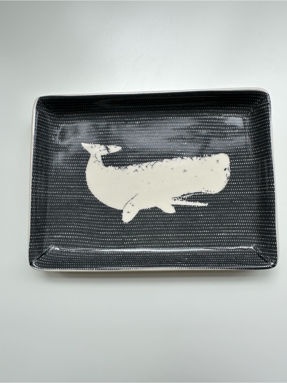 J. Crew Ceramics Navy and White Whale Decorative Catch-All Tray
